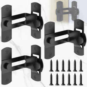 Serrure à Angle Droit en Acier Inoxydable - Lot de 3 Verrous Noir