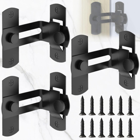 Serrure à Angle Droit en Acier Inoxydable - Lot de 3 Verrous Noir