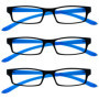 Pack de 3 Lunettes de Lecture Noir et Bleu Lumineux - +2,50 Dioptries