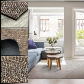 Tapis Vinyle Tressé Antidérapant pour Salon et Cuisine - Lavable et Étanche