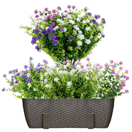 QWORK® 8 Bouquets de Fleurs Artificielles pour Décorations Intérieures et Extérieures
