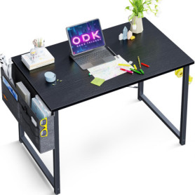 Bureau Compact ODK 80x40cm avec Crochet pour Casque - Noir