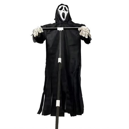 Fantôme d'Halloween Flottant pour Décoration Extérieure - Épouvantail Noir
