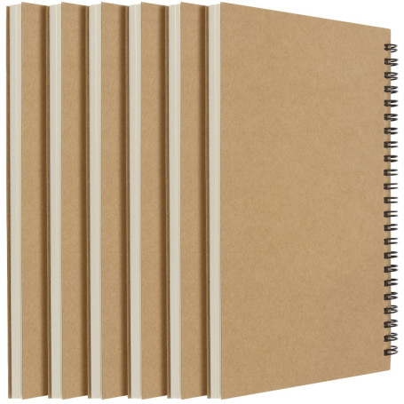 Lot de 6 Carnets de Croquis A5 à Spirale - 60 Pages Blanches