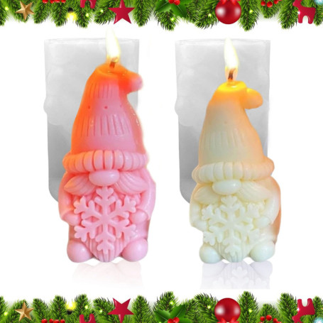 Lot de 2 Moules en Silicone Gnome pour Bougies et Savons