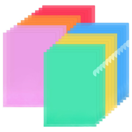 WEFHEF Lot de 24 Chemises Plastiques A4 Colorées - Organisation Bureau École