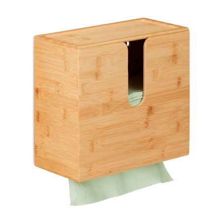 Distributeur de Serviettes en Papier en Bambou Naturel - Relaxdays