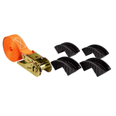 Sangle d'arrimage LAS avec cliquet et protection de bord - 500 kg