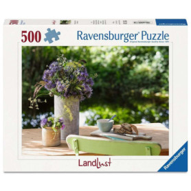 Puzzle Ravensburger 500 pièces - Salutations Florales sur Table de Jardin