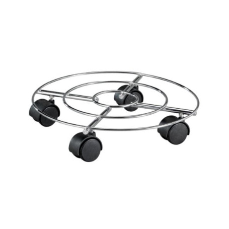 Chariot à Roulettes pour Pot de Fleur Chrome Ø 35 cm - Support Roulant Élégant