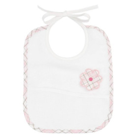 Bavoir à Broder Filet avec Poche - Blanc 6 Mois à 1 An