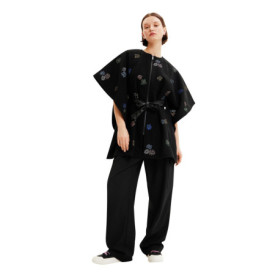 Poncho Noir à Fleurs Desigual pour Femmes - Taille Unique