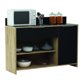 Buffet Demeyere Cracco A10 en Chêne Brut et Noir - 123 cm