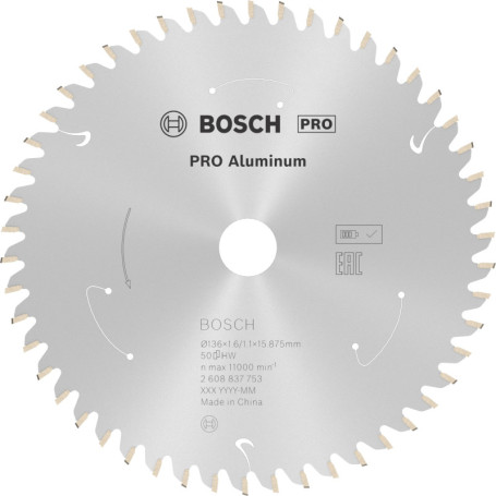 Lame de Scie Circulaire Bosch PRO Aluminium 136mm - Idéale pour Aluminium