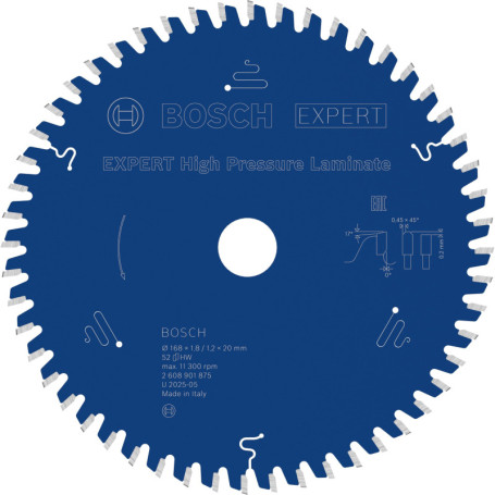Lame de Scie Circulaire Bosch EXPERT pour Stratifié Haute Pression 168 mm