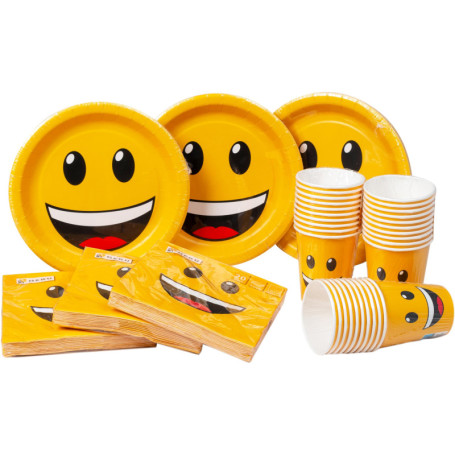 Lot de 120 pièces jetables Heku avec motif Smiley pour fêtes et anniversaires