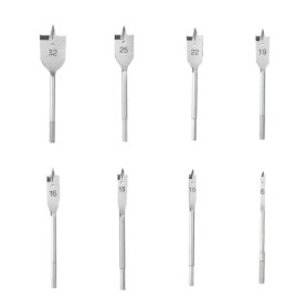 Jeu de 8 Mèches Plates en Acier Carbone pour Perceuse - Tailles de 6 à 32 mm