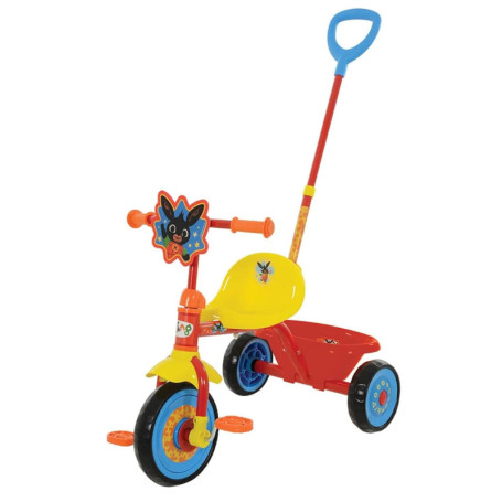 Tricycle en métal avec panier et poignée pivotante pour enfants