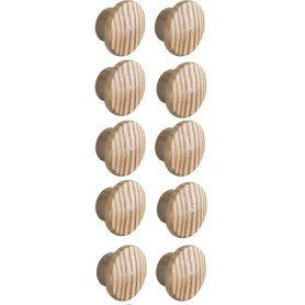 10 Cache Vis en Bois Pin Tête Bombée pour Meubles - Marron