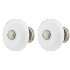 Bouton de tiroir en porcelaine céramique finition nickel 35 mm - Style vintage