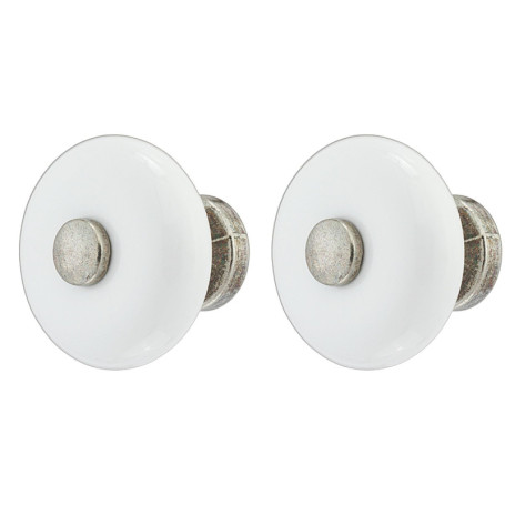 Bouton de tiroir en porcelaine céramique finition nickel 35 mm - Style vintage