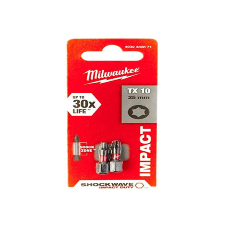 Pack de 2 Embouts Shockwave TX10 Milwaukee 25 mm