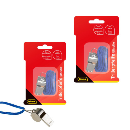 Sifflet Métallique Iden Berlin avec Cordon Bleu - 2 Pièces pour Arbitres et Entraîneurs