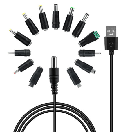 Câble de Charge Universel Tolesum USB vers DC 5V avec 13 Adaptateurs