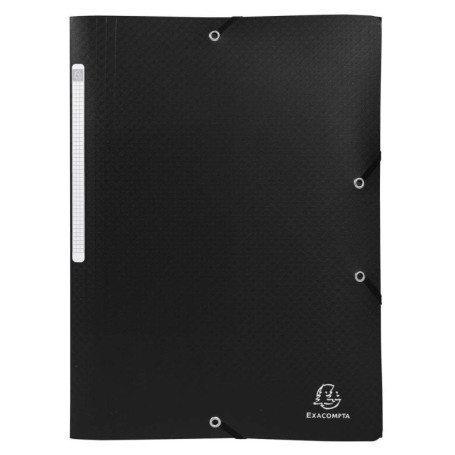 Exacompta Chemises à Élastiques Opak - Paquet de 10 Pochettes 3 Rabats Noir A4