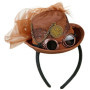 Chapeau Mini Cylindre Steampunk avec Montre et Plumes
