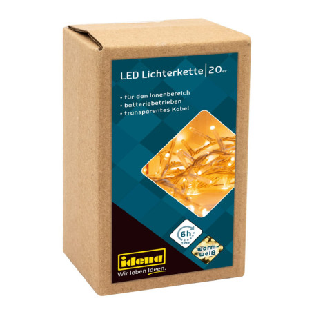 Guirlande Lumineuse Idena 20 LEDs Blanc Chaud avec Minuterie