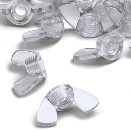 Écrous Papillon M5 en Acrylique Transparent - Pack de 50