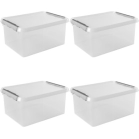 Boîte de Rangement Empilable 15L - Lot de 4 avec Couvercle Transparent