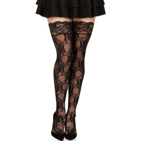 Bas Auto-Fixants en Dentelle Florale Leg Avenue - Taille Unique 34-40