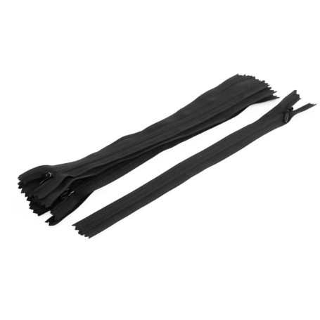 Fermeture Éclair Invisible Ovale Noir 25cm - 10 Pièces pour Couture et Artisanat