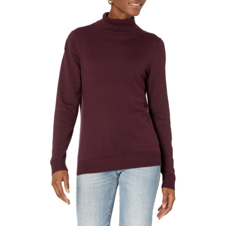 Pull Col Roulé Léger Bordeaux pour Femme - Amazon Essentials