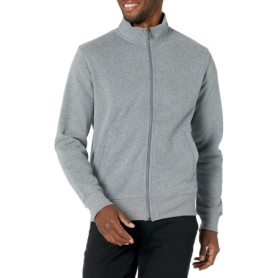 Sweat-shirt à Col Montant Zippé en Molleton pour Homme - Gris Clair Chiné