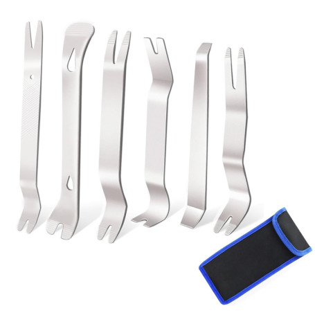 Kit de 6 Outils de Démontage en Acier Inoxydable pour Voiture - Hibucuo