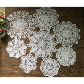 MINDPLUS Lot de 8 Napperons en Crochet Blanc Vintage pour Mariage et Tea Party