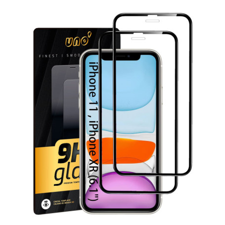 Lot de 2 films de protection en verre trempé 9H pour iPhone 11/XR - Couverture complète