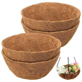 Doublure Ronde en Fibre de Coco pour Jardinière - Lot de 4 Pièces