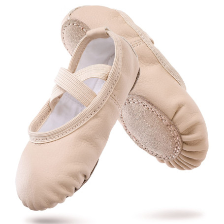 Ballerines en Cuir Beige pour Danse et Yoga - Chaussures Confortables