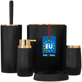 Ensemble d'Accessoires de Salle de Bain Noir et Or - 5 Pièces KOTARBAU
