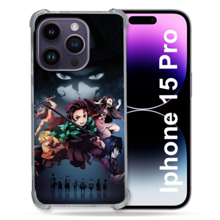 Coque Renforcée Cokitec pour iPhone 15 Pro - Design Manga Demon Slayer