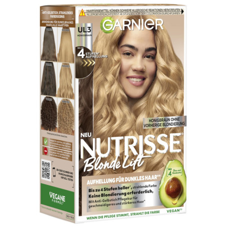 Garnier Nutrisse Blonde Lift Éclaircissant Marron Miel - 4 Niveaux d'Éclaircissement