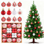 Ensemble de 44 Boules de Noël Blanc et Rouge pour Décoration de Sapin