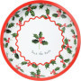 Plateau de Service Rond Noël Motif Houx - 30 cm