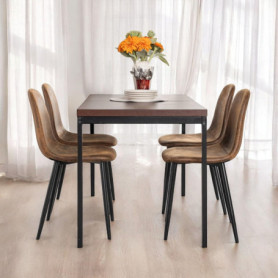 Table de Salle à Manger Élégante en Bois Brune pour 4 à 6 Personnes