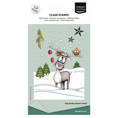 Tampons en Silicone Vaessen Creative - Renne et Décorations de Noël - 14 Pcs pour Scrapbooking