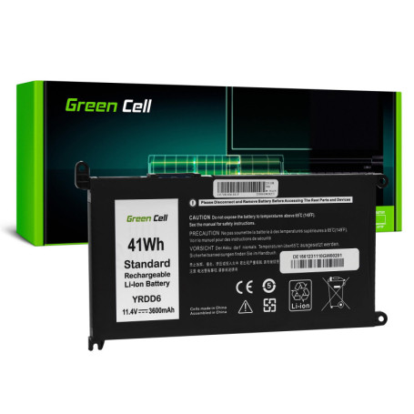 Batterie Green Cell YRDD6 pour Dell Inspiron et Vostro - 3600 mAh, 11,4 V, Noir